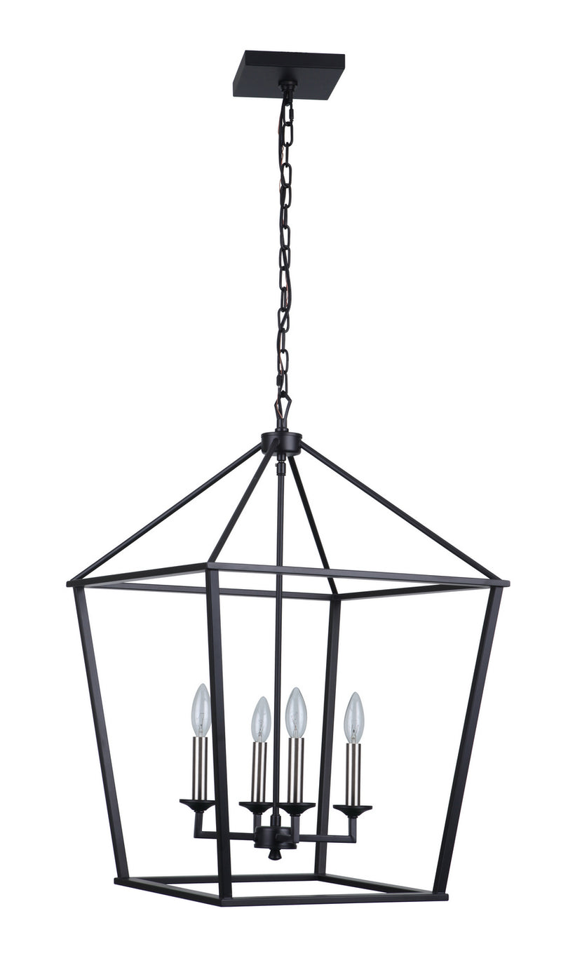 Craftmade 52936-FB Four Light Foyer Pendant, Flat Black