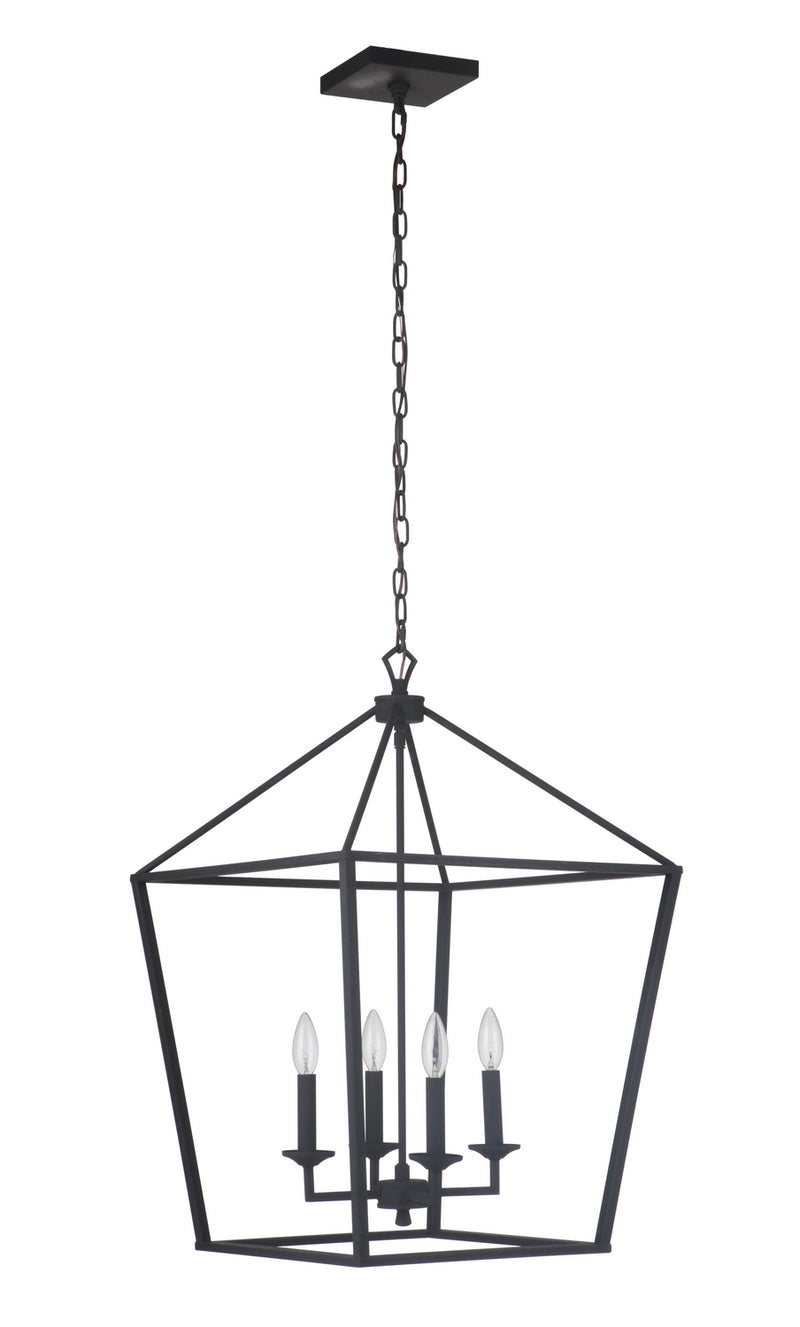 Craftmade 52936-FB Four Light Foyer Pendant, Flat Black