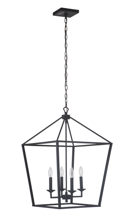 Craftmade 52936-FB Four Light Foyer Pendant, Flat Black