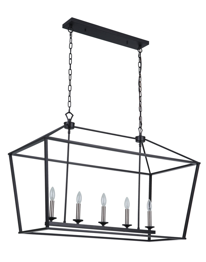Craftmade 52975-FB Five Light Island Pendant, Flat Black