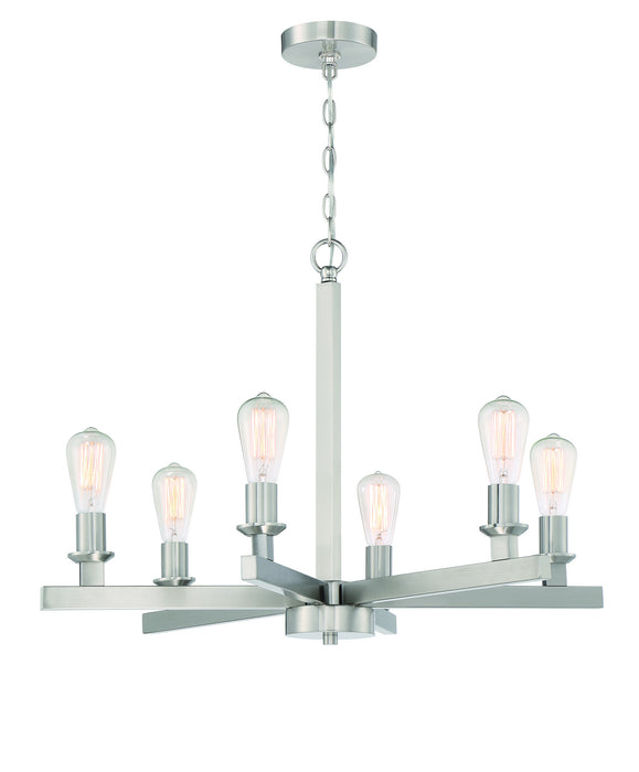 Craftmade 53126-BNK Six Light Chandelier, Brushed Polished Nickel