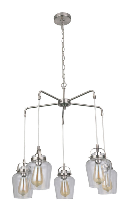 Craftmade 53525-BNK Five Light Chandelier, Brushed Polished Nickel
