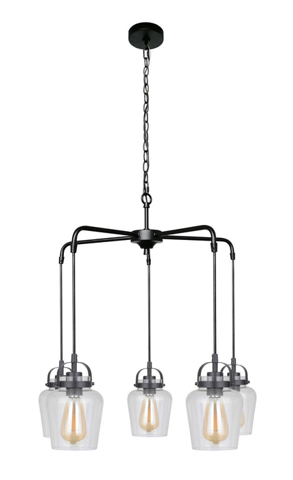 Craftmade 53525-FB Five Light Chandelier, Flat Black