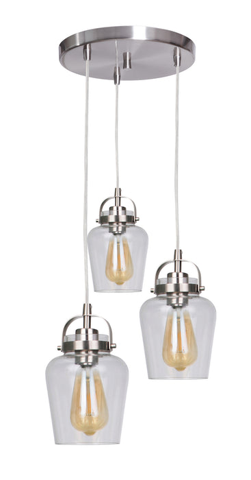 Craftmade 53592-BNK Three Light Pendant, Brushed Polished Nickel