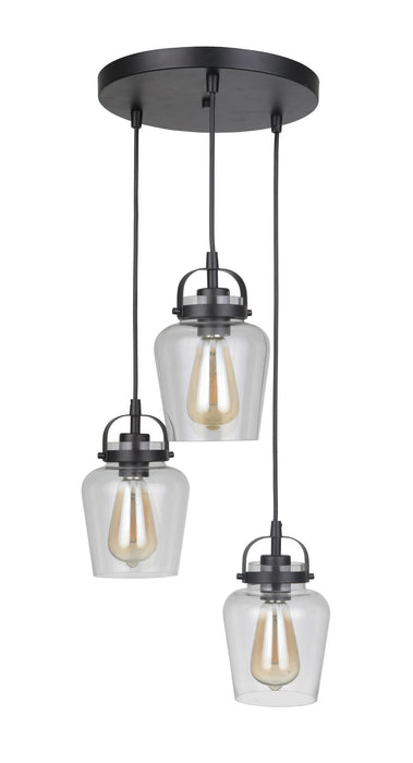 Craftmade 53592-FB Three Light Pendant, Flat Black
