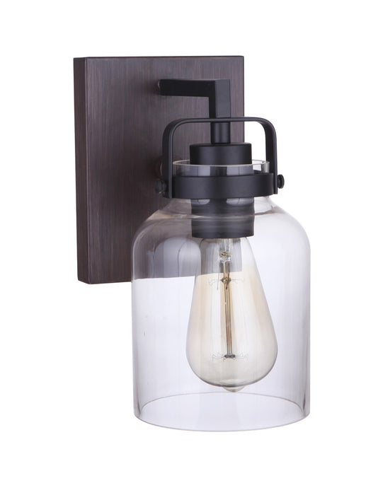 Craftmade 53601-FBDT One Light Wall Sconce, Flat Black / Dark Teak
