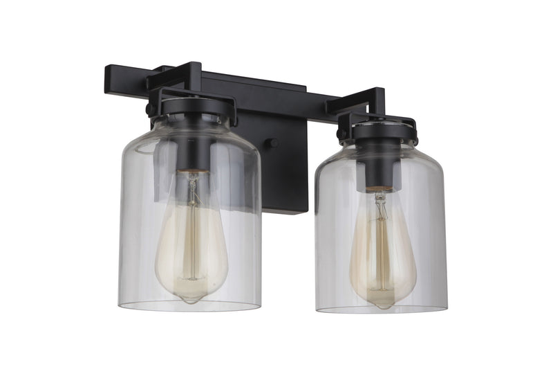 Craftmade 53602-FBDT Two Light Vanity, Flat Black / Dark Teak