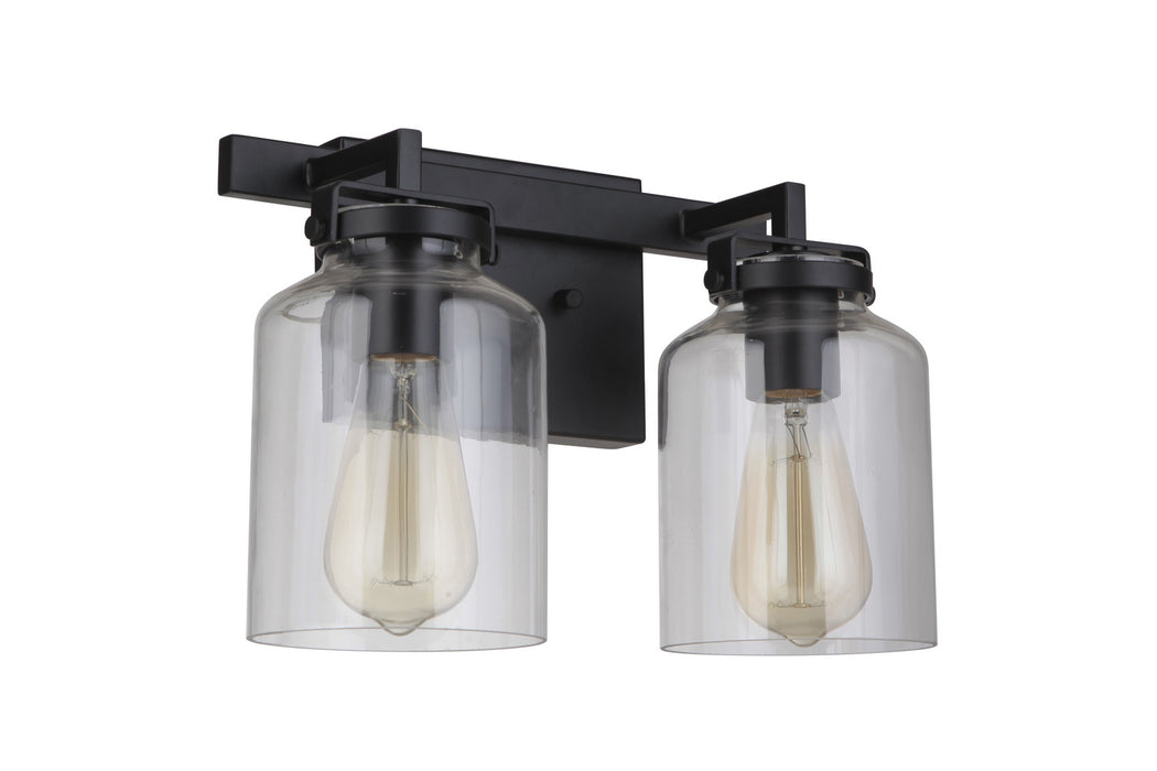 Craftmade 53602-FBDT Two Light Vanity, Flat Black / Dark Teak