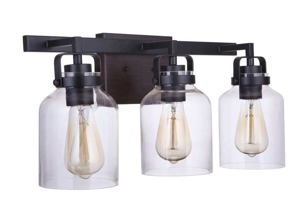 Craftmade 53603-FBDT Three Light Vanity, Flat Black / Dark Teak