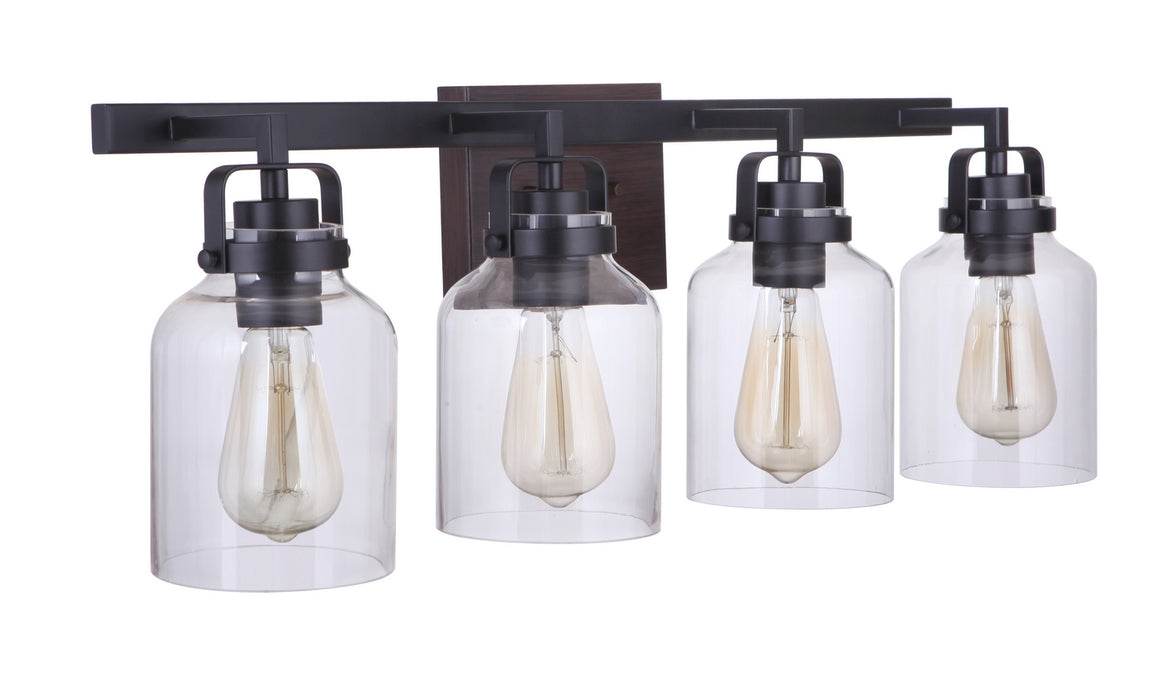 Craftmade 53604-FBDT Four Light Vanity, Flat Black / Dark Teak
