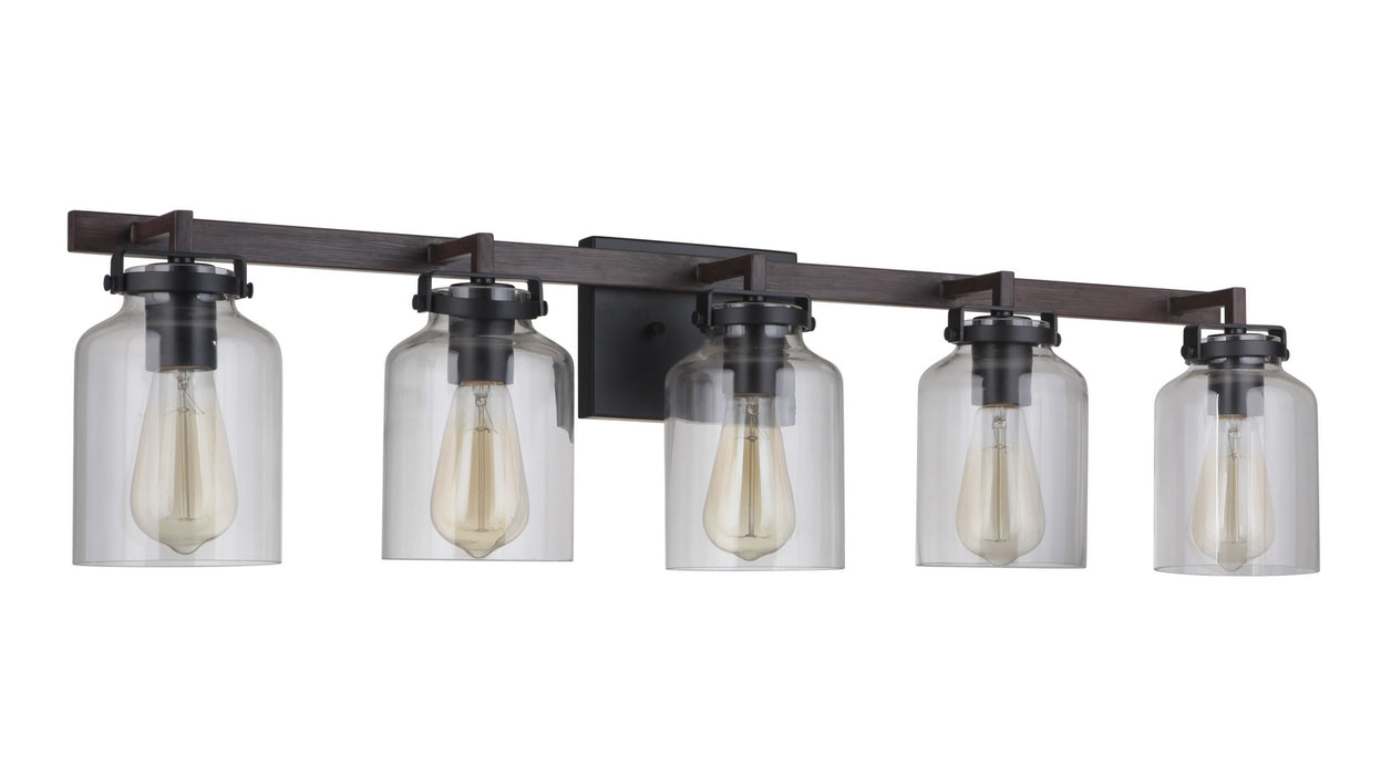 Craftmade 53605-FBDT Five Light Vanity, Flat Black / Dark Teak