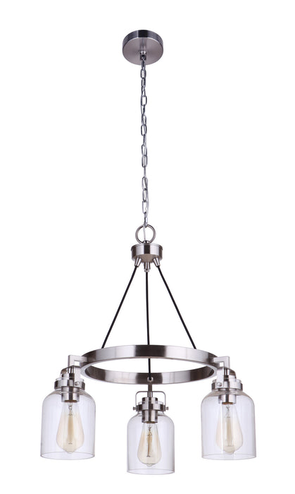 Craftmade 53623-BNK Three Light Chandelier, Brushed Polished Nickel