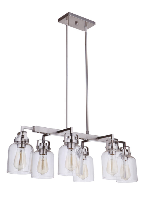 Craftmade 53676-BNK Six Light Island Pendant, Brushed Polished Nickel