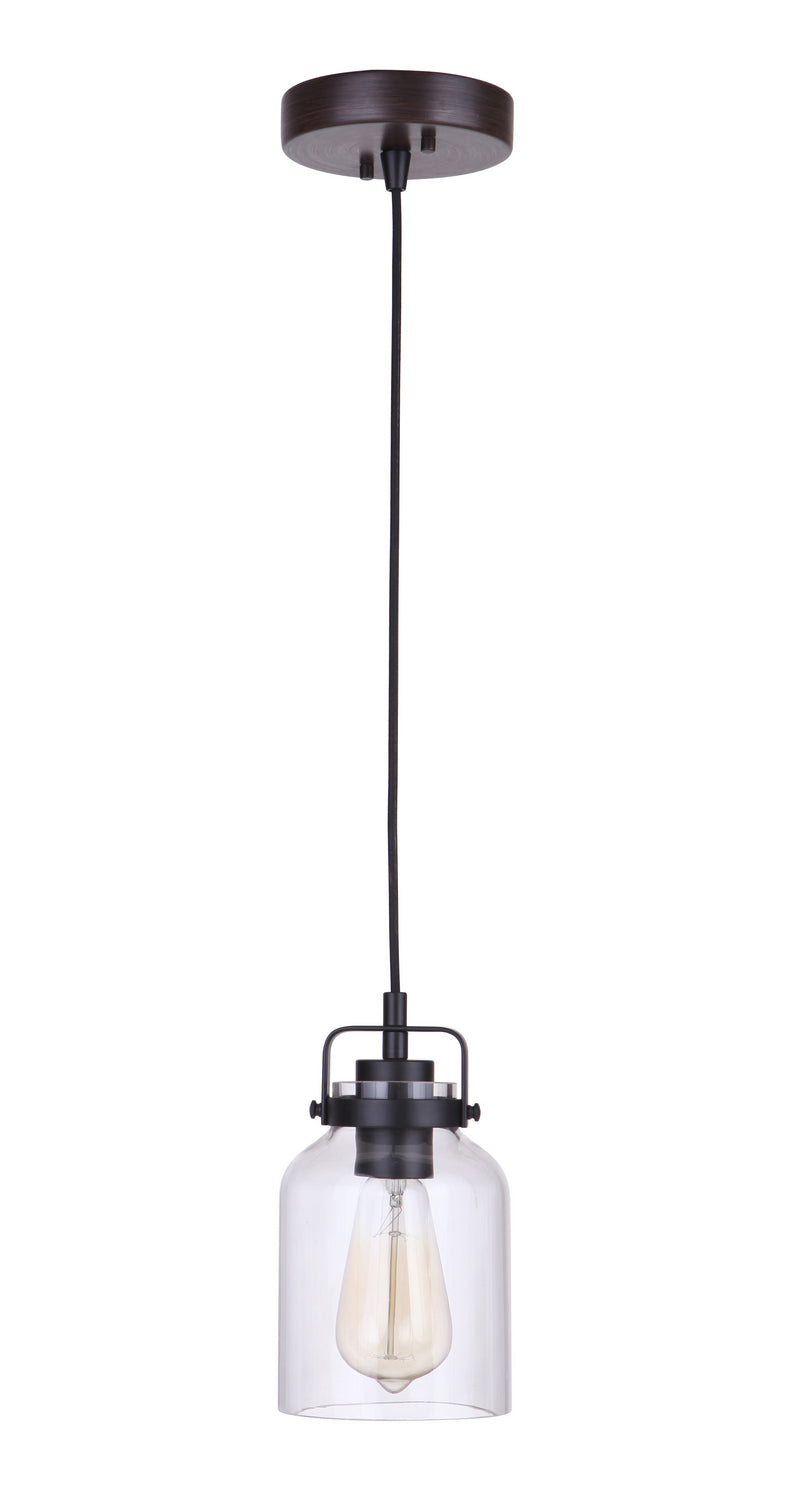 Craftmade 53691-FBDT One Light Mini Pendant, Flat Black / Dark Teak