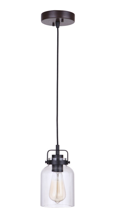 Craftmade 53691-FBDT One Light Mini Pendant, Flat Black / Dark Teak