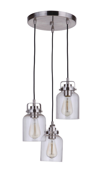 Craftmade 53692-BNK Three Light Pendant, Brushed Polished Nickel