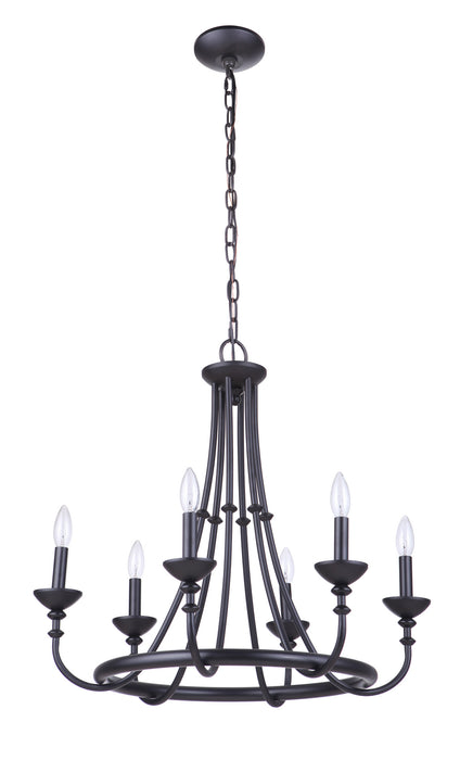 Craftmade 53726-FB Six Light Chandelier, Flat Black