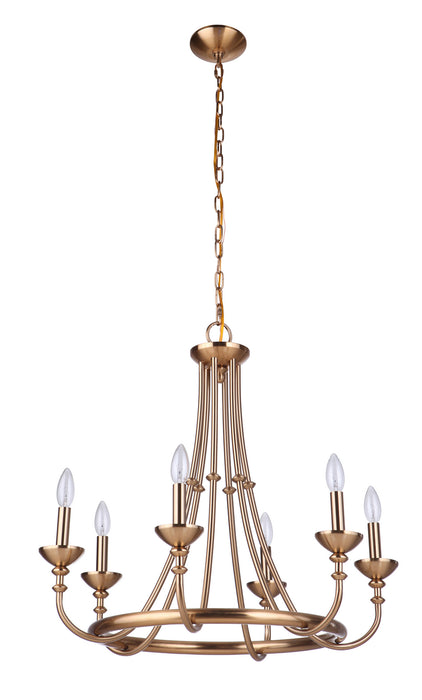 Craftmade 53726-SB Six Light Chandelier, Satin Brass