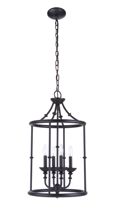 Craftmade 53734-FB Four Light Foyer Pendant, Flat Black