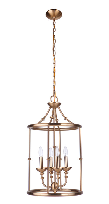 Craftmade 53734-SB Four Light Foyer Pendant, Satin Brass