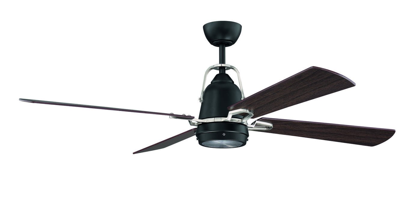 Craftmade BEC52FBBNK4 52"Ceiling Fan, Flat Black/Brushed Polished Nickel