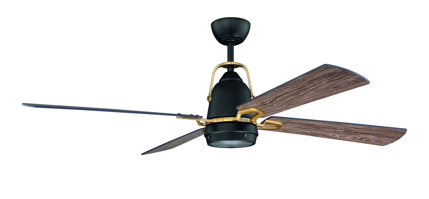 Craftmade BEC52FBSB4 52"Ceiling Fan, Flat Black/Satin Brass