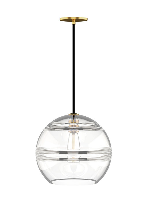 Visual Comfort Modern 700FJSDNCR One Light Pendant, Aged Brass