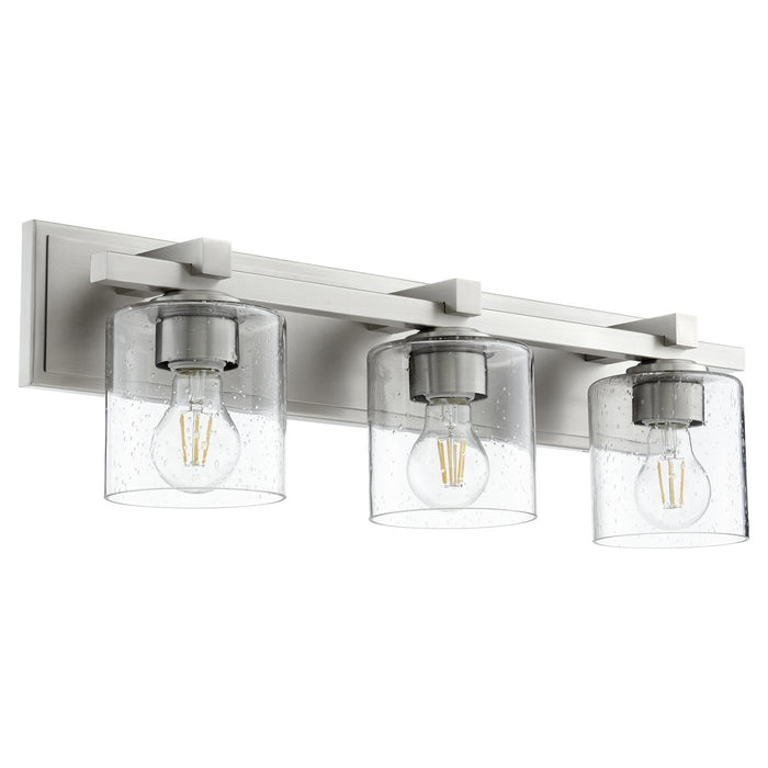Quorum 5369-3-265 Three Light Vanity, Satin Nickel w/ Clear/Seeded