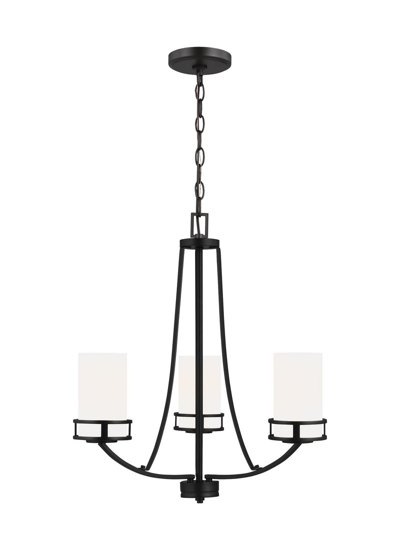 Generation Lighting 3121603EN3-112 Three Light Chandelier, Midnight Black