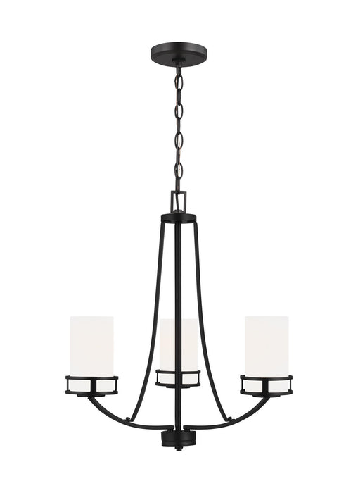 Generation Lighting 3121603EN3-112 Three Light Chandelier, Midnight Black