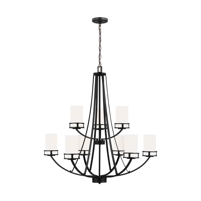Generation Lighting 3121609-112 Nine Light Chandelier, Midnight Black