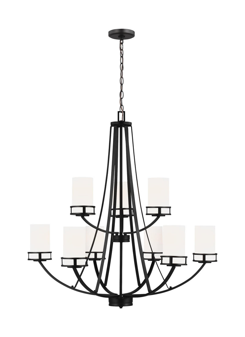 Generation Lighting 3121609EN3-112 Nine Light Chandelier, Midnight Black