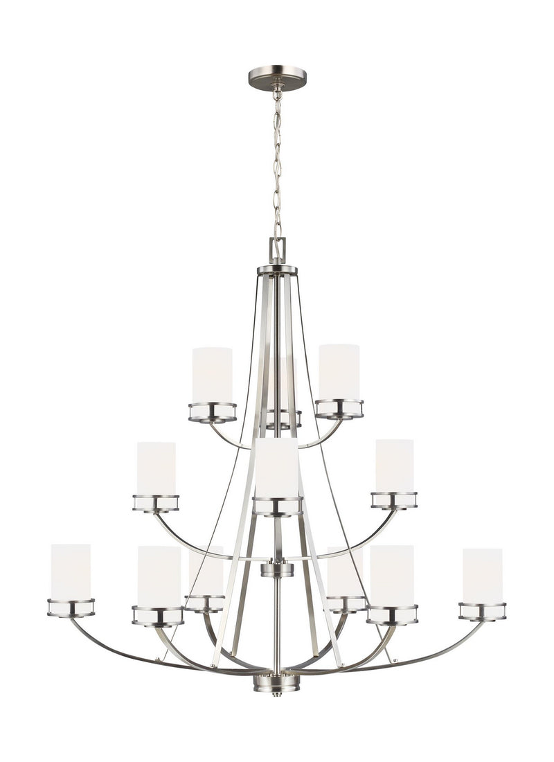 Generation Lighting 3121612EN3-962 12 Light Chandelier, Brushed Nickel