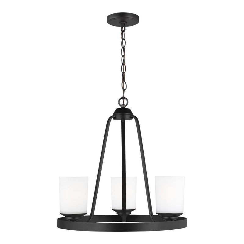 Generation Lighting 3130703-112 Three Light Chandelier, Midnight Black