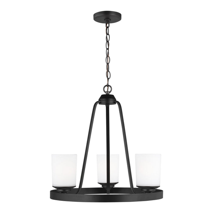 Generation Lighting 3130703-112 Three Light Chandelier, Midnight Black