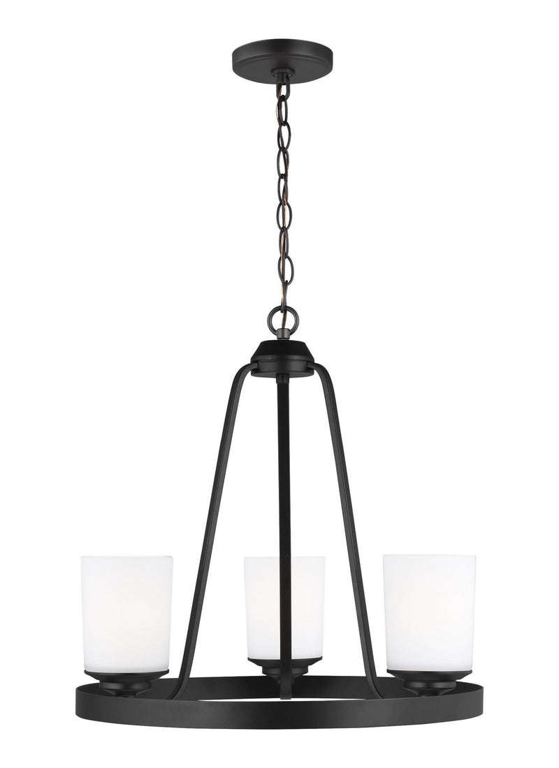 Generation Lighting 3130703EN3-112 Three Light Chandelier, Midnight Black