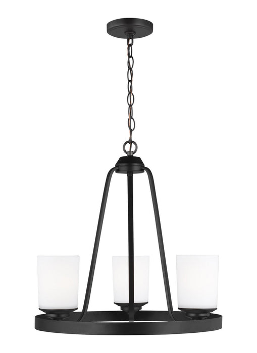 Generation Lighting 3130703EN3-112 Three Light Chandelier, Midnight Black