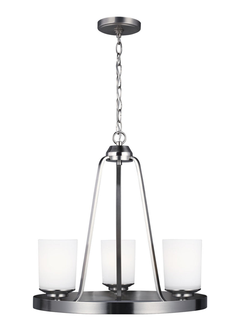 Generation Lighting 3130703EN3-962 Three Light Chandelier, Brushed Nickel