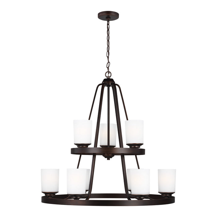 Generation Lighting 3130709-710 Nine Light Chandelier, Bronze