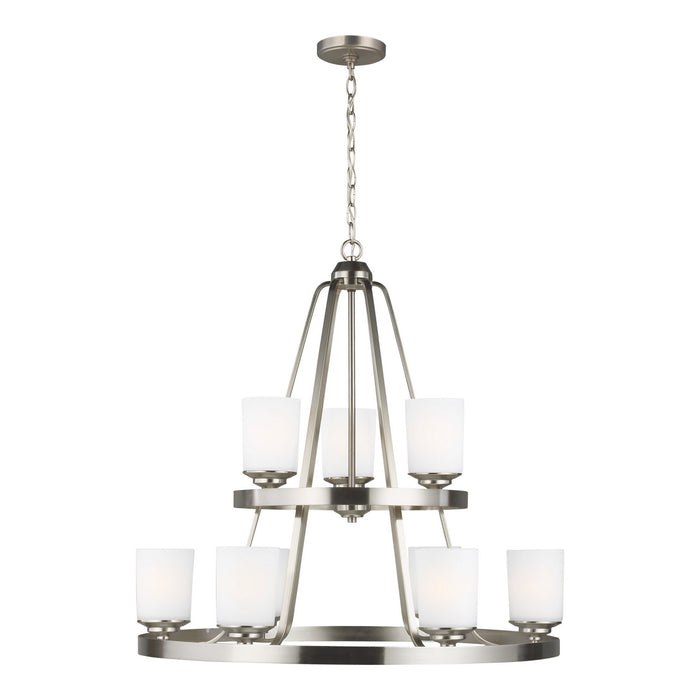 Generation Lighting 3130709-962 Nine Light Chandelier, Brushed Nickel