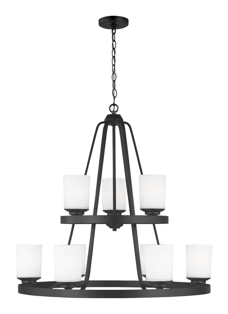 Generation Lighting 3130709EN3-112 Nine Light Chandelier, Midnight Black