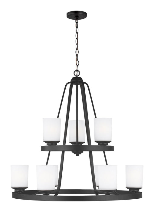 Generation Lighting 3130709EN3-112 Nine Light Chandelier, Midnight Black