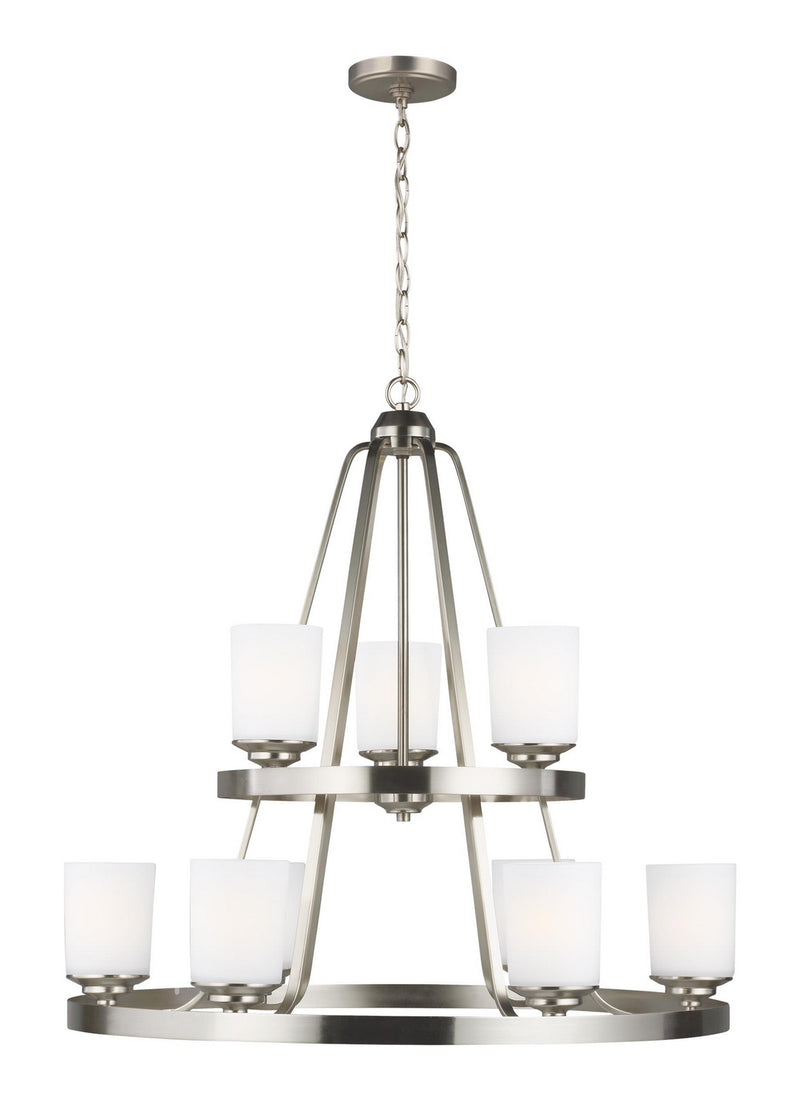 Generation Lighting 3130709EN3-962 Nine Light Chandelier, Brushed Nickel