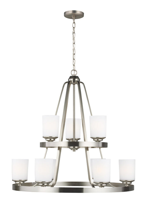Generation Lighting 3130709EN3-962 Nine Light Chandelier, Brushed Nickel