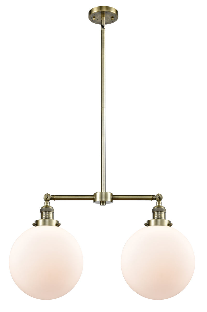 Innovations 209-AB-G201-10 Two Light Island Pendant, Antique Brass