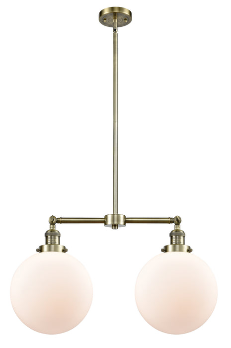 Innovations 209-AB-G201-10 Two Light Island Pendant, Antique Brass