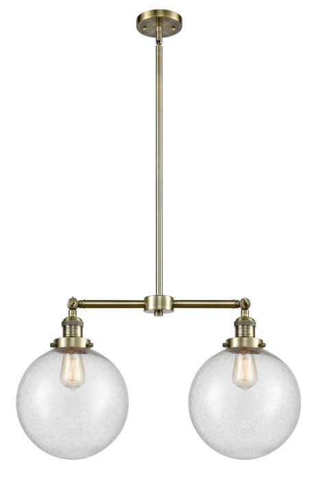 Innovations 209-AB-G204-10 Two Light Island Pendant, Antique Brass