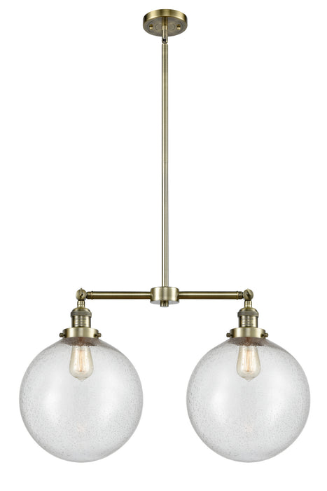Innovations 209-AB-G204-12 Two Light Island Pendant, Antique Brass