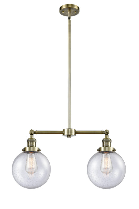 Innovations 209-AB-G204-8 Two Light Island Pendant, Antique Brass