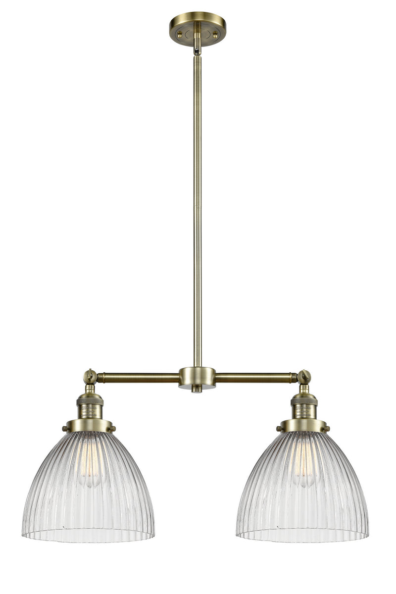 Innovations 209-AB-G222 Two Light Island Pendant, Antique Brass